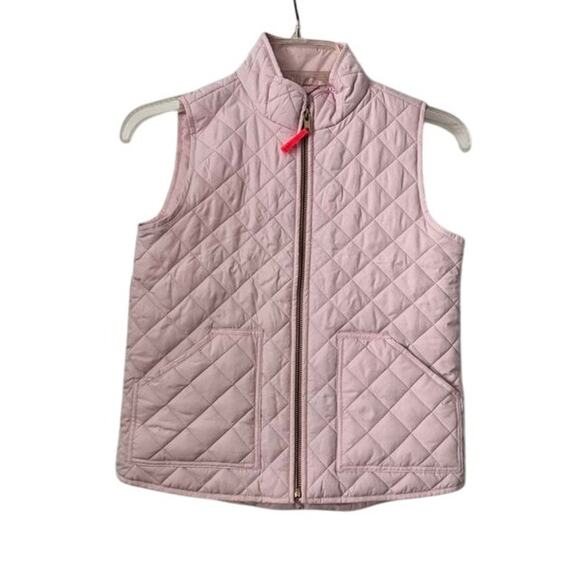 J.Crew Crewcuts Girls Size 8 Quilted Pink Puffer Vest Zip Up Winter Layering - Picture 1 of 16